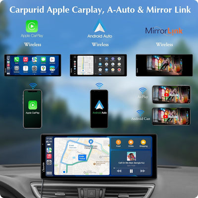 2024 Carpuride W903 Kabelloses Carplay Android Auto Autoradio mit 4K Dash Cam, Tragbarem 9,3-Zoll-IP