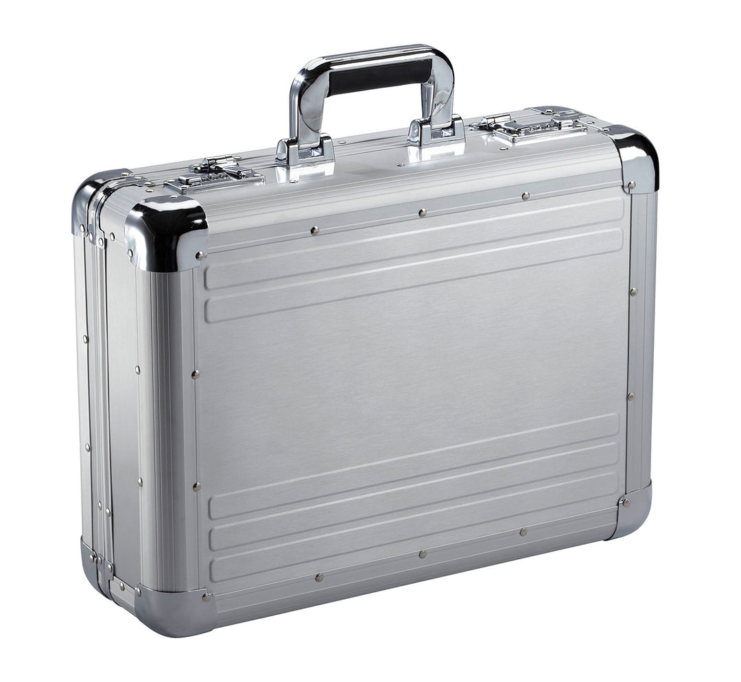 Aktenkoffer (7) D208 Alu-silber 15,4" Attachèkoffer LUXUS für Manager 45cm Dermata/lefox