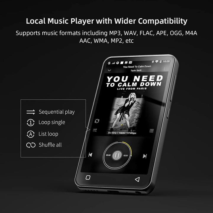 innioasis 16 GB MP3-Player mit Bluetooth und WLAN, MP3-Player, Apple Music, 4 Zoll Touchscreen, Andr