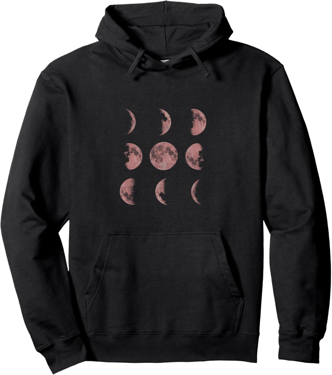 Trendy Moon Phase Panel Pullover Hoodie