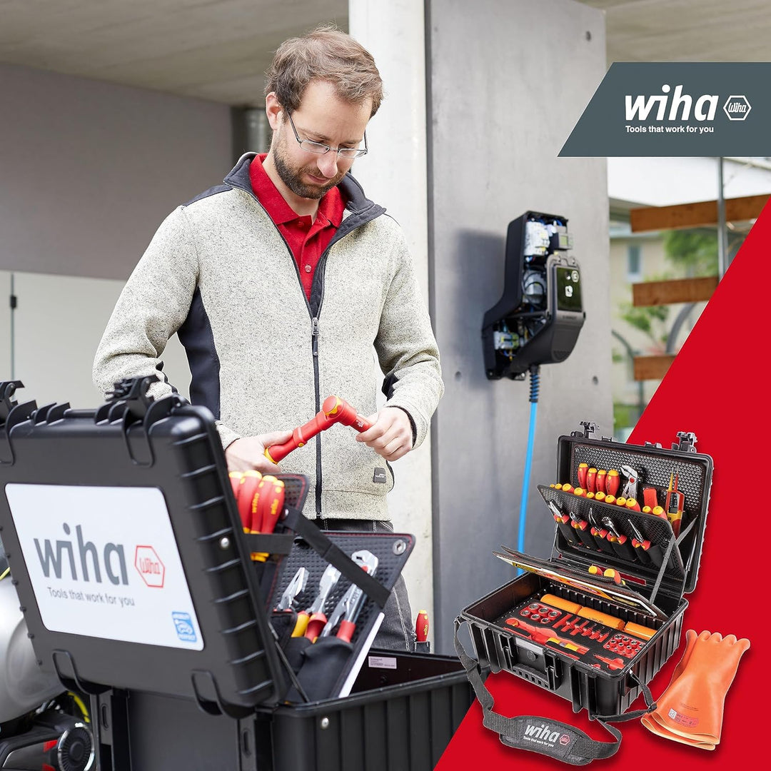 Wiha Werkzeugkoffer Set XL eMobility für Hybrid-und Elektrofahrzeuge (44198),77 teilig