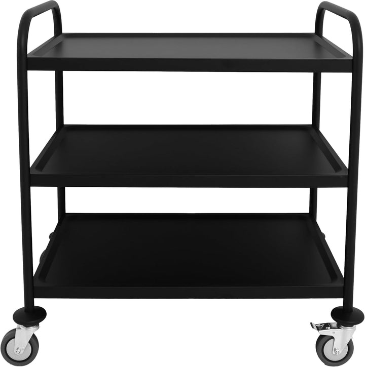ZORRO - Edelstahl Servierwagen ZSWB 3 - schwarz - 3 Böden - Leichtlaufräder mit Fussbremse - Küchenw