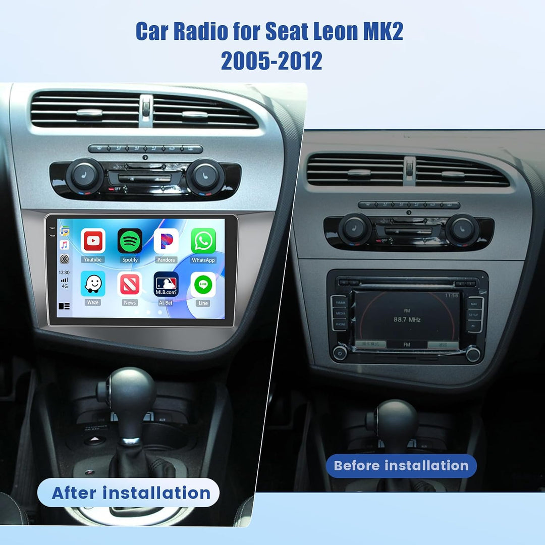 [4G+128G] Inefala Android 15 Autoradio für Seat Leon Mk2 mit Wireless Carplay Android, 9 Zoll Touchs
