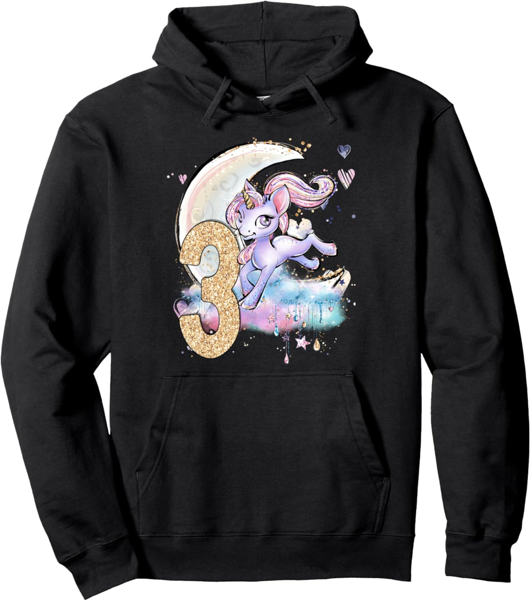 3. Geburtstag Einhorn Mädchen Mond Himmlische Kinder Pullover Hoodie