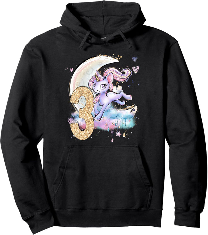 3. Geburtstag Einhorn Mädchen Mond Himmlische Kinder Pullover Hoodie