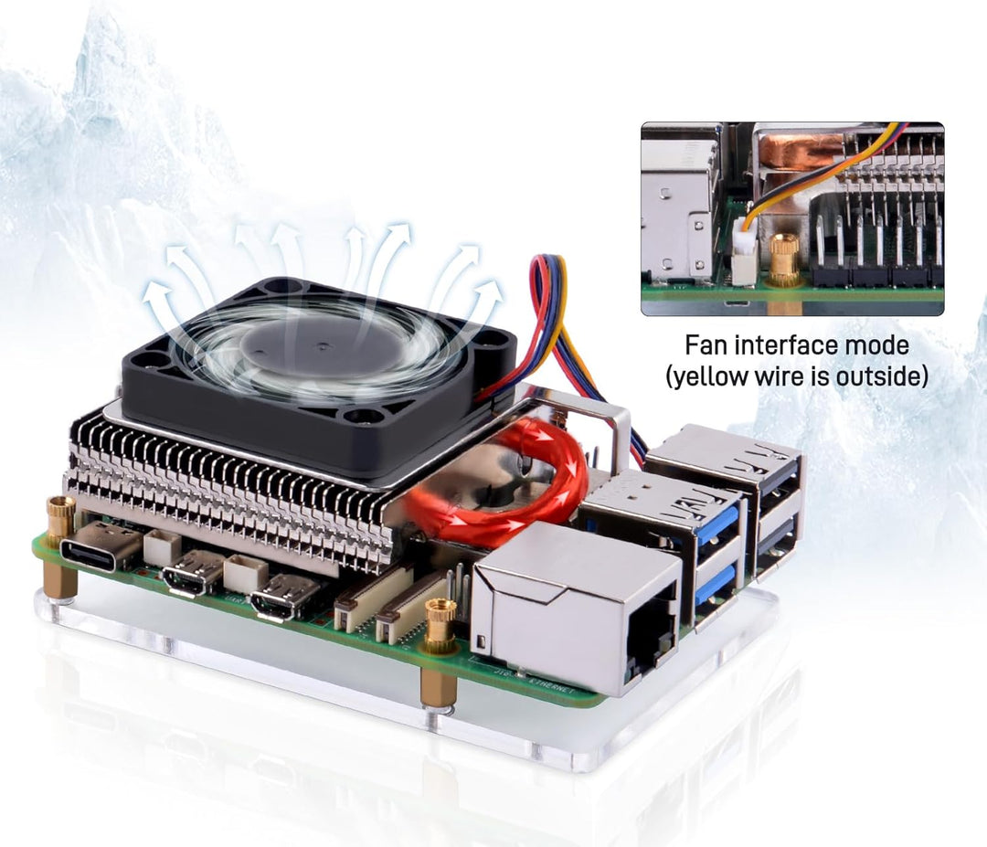 GeeekPi Ultra Thin ICE Tower Cooler for Raspberry Pi 5, Aluminum Heatsink with 40x40x5mm PWM Cooling