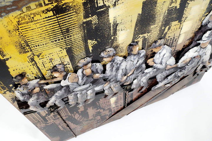 Kobolo Wandbild Wanddeko Metallbild 3D-Bild - New York Bauarbeiter - 90x90 cm