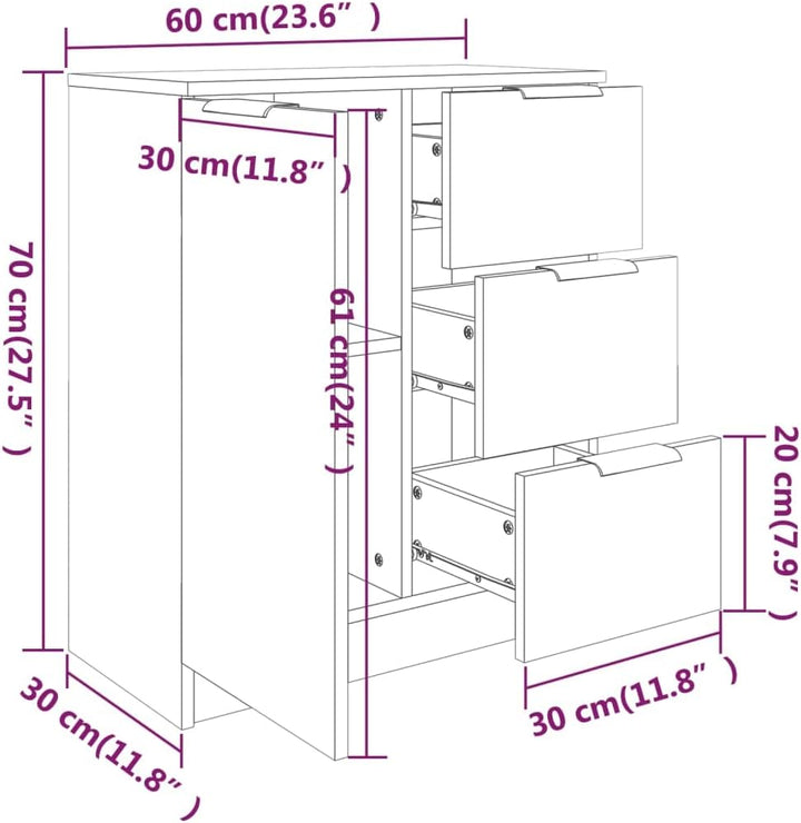 vidaXL Sideboard Kommode Anrichte Schrank Beistellschrank Mehrzweckschrank Standschrank Wohnzimmer S