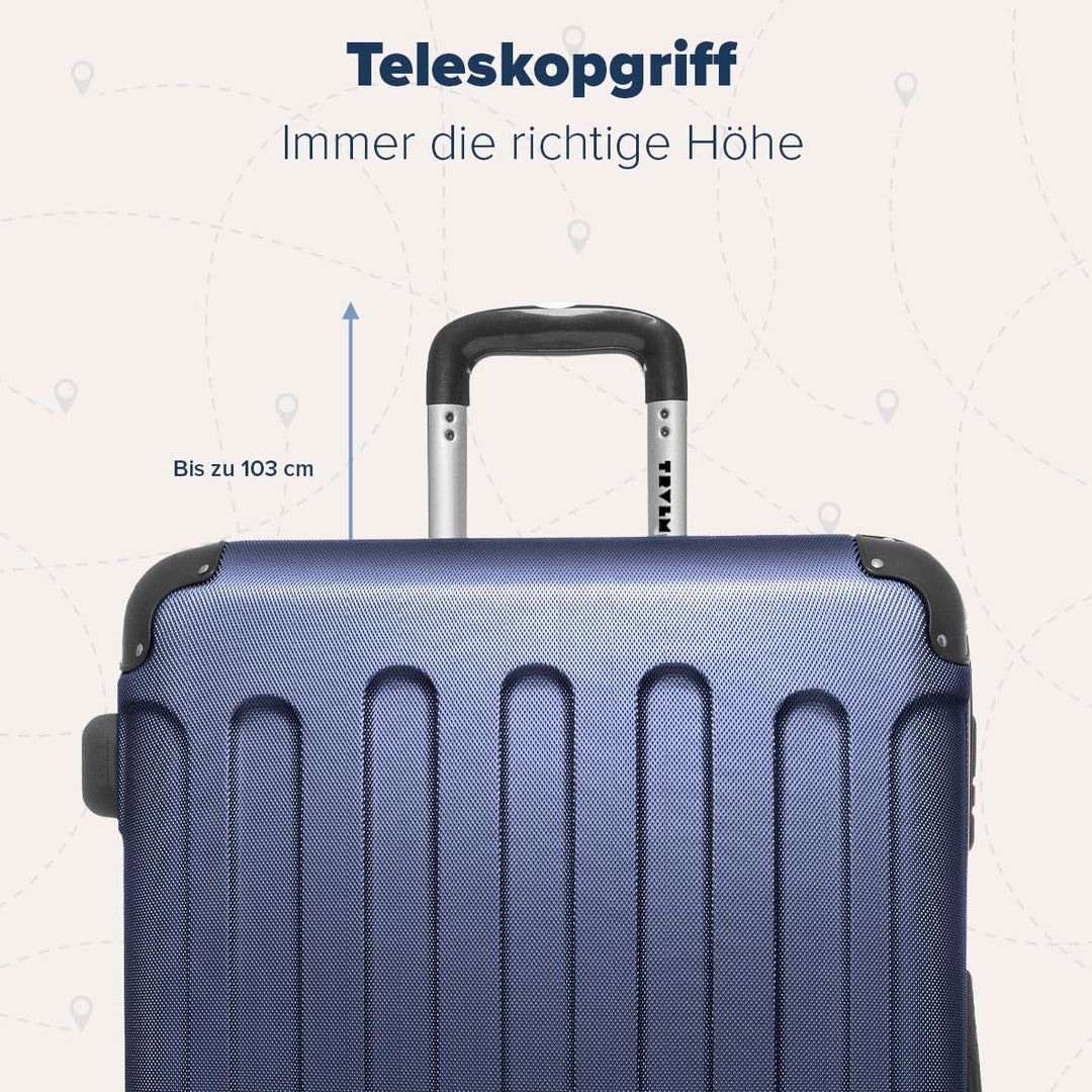 TRVLMORE Kofferset 3 Teilig Hartschale - Koffer & Trolleys Set - Reisekoffer Set 3 Teilig - Koffer S