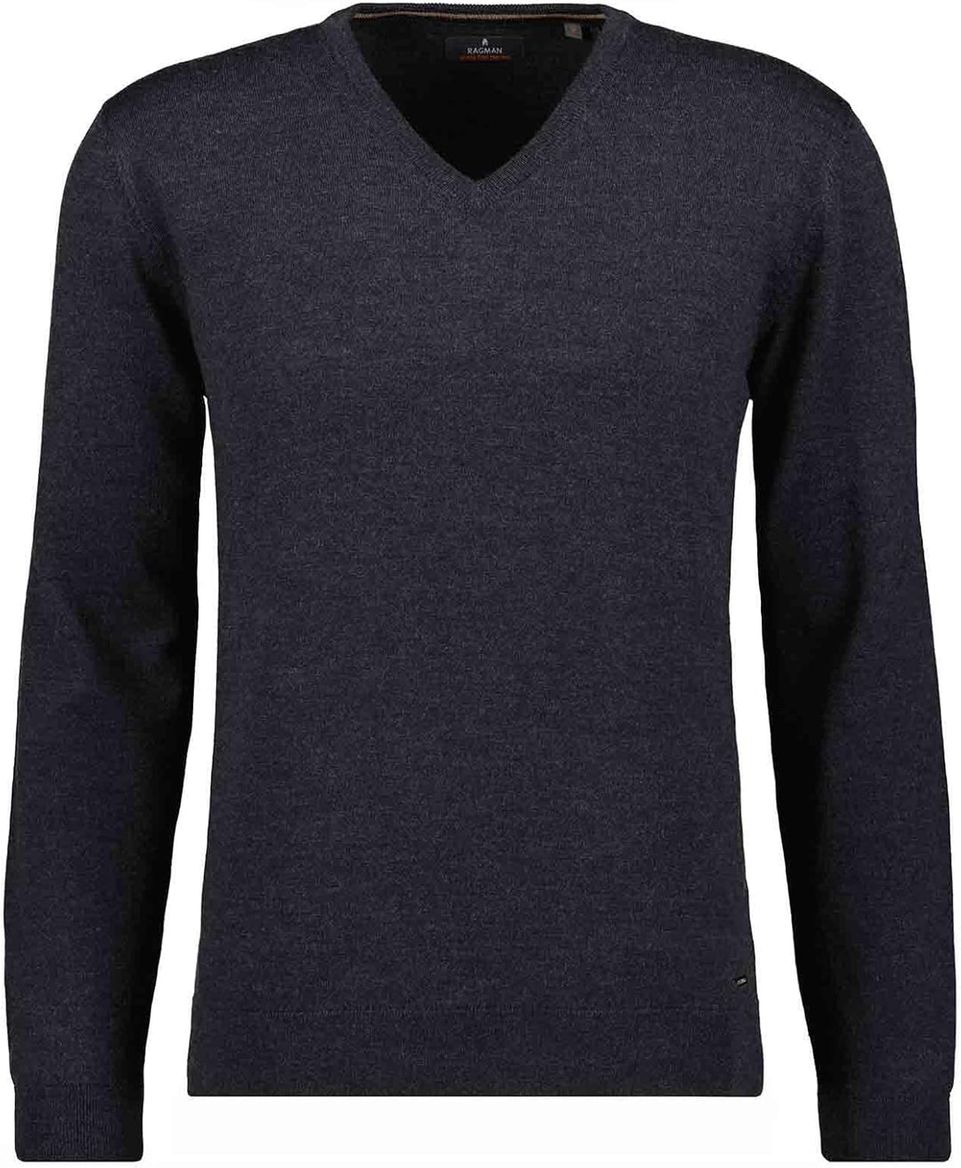 RAGMAN Herren Merino-Pullover V-Ausschnitt, Asphalt-018