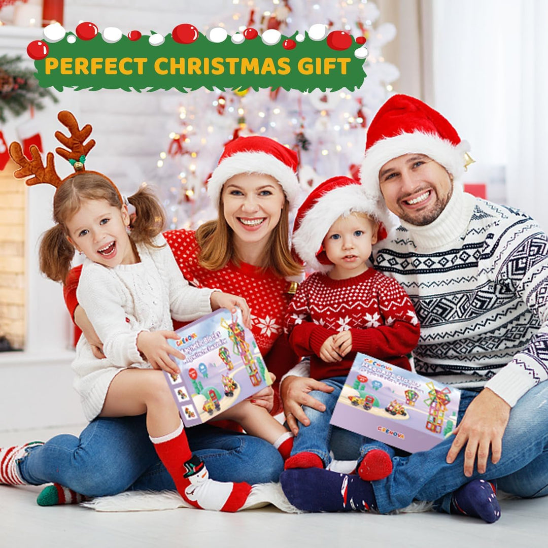 Crenova Magnetische Bausteine 50 Teile Magnetspielzeug Magnete Kinder Magnetbausteine STEM Lernspiel