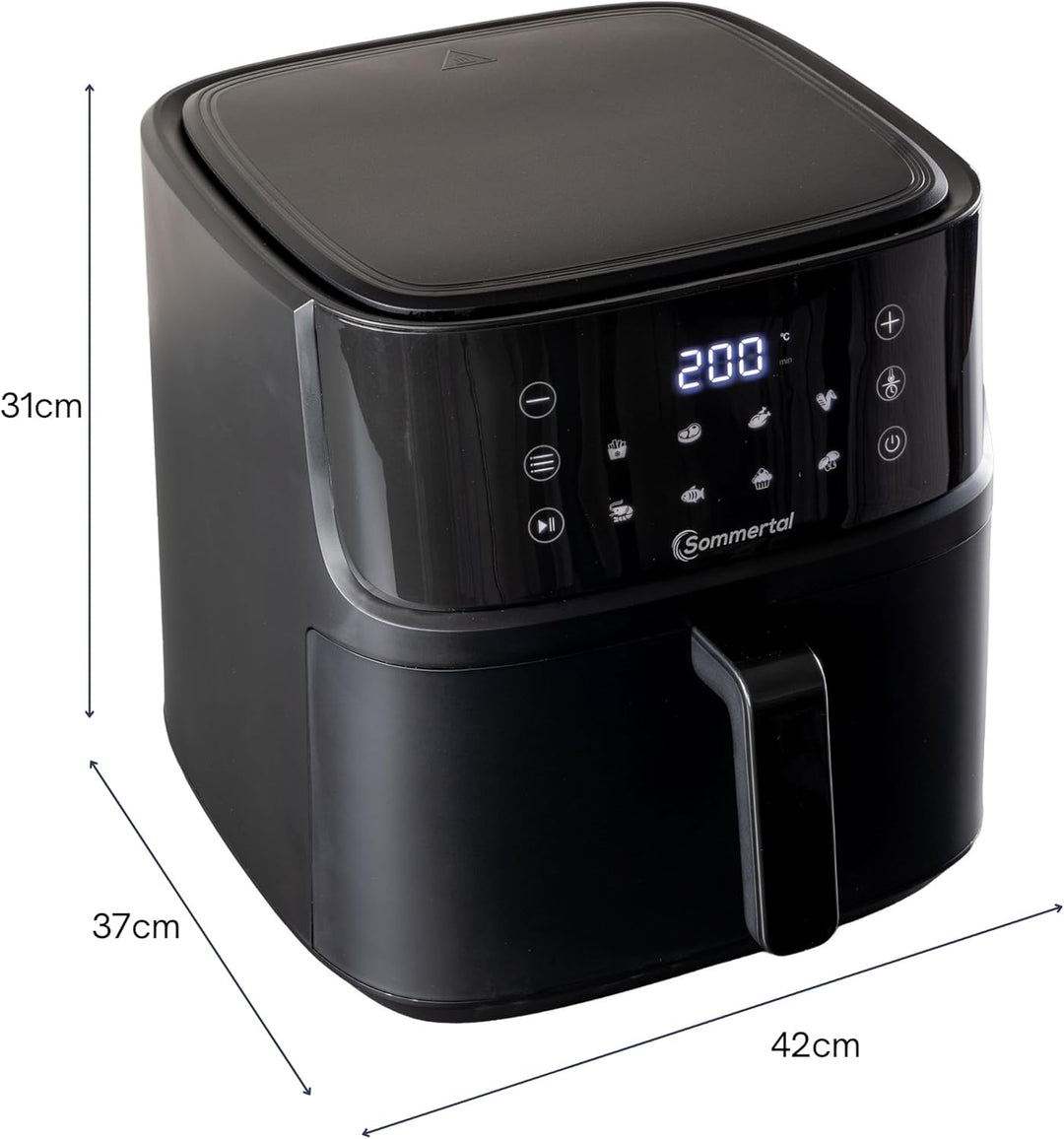 Sommertal HF760 – XXL Airfryer 7,6L für 12 Portionen, spart bis zu 55% Energie, 2000W Power, digital