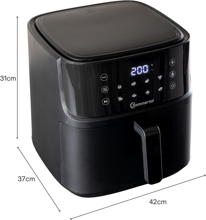 Sommertal HF760 – XXL Airfryer 7,6L für 12 Portionen, spart bis zu 55% Energie, 2000W Power, digital