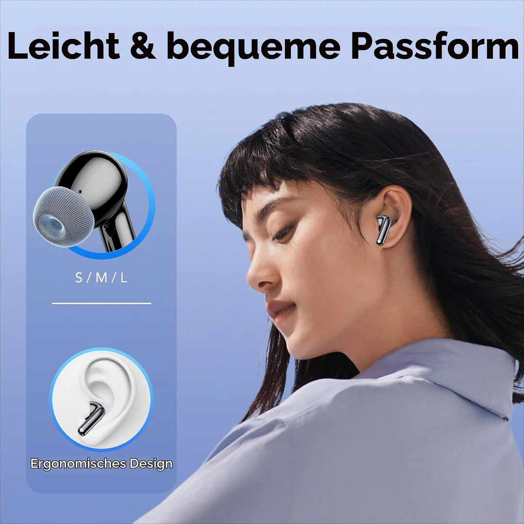 Bluetooth Kopfhörer, Kopfhörer Kabellos Bluetooth 5.3, In Ear Kopfhörer mit 4Mic ENC Anruf Noise Can