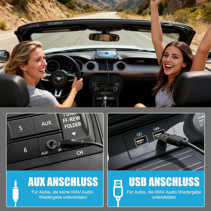 CD Player für Auto,Extern Universal Auto CD Player mit USB-Anschluss, AUX-Anschluss, Extra Controlle