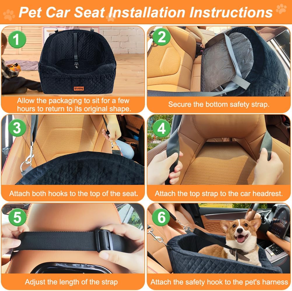 Vivifying Hundeautositz für kleine Hunde, abnehmbare und waschbare Sitzerhöhung für Haustiere bis zu