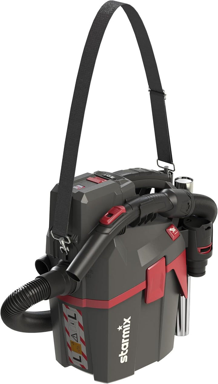 Starmix Akku Nass Trockensauger Smart L 18V - Industriesauger Staubklasse L mit Tragegurt flexibel &