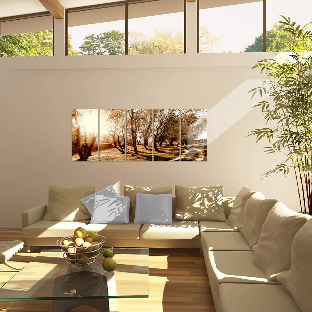 Runa Art Bild Wald Landschaft Wandbilder auf Vlies Leinwand 5 Teilig Wanddekoration Schlafzimmer Woh
