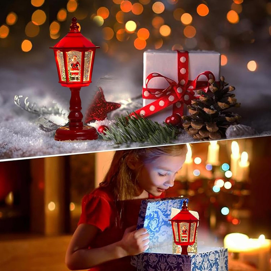Weihnachtslaterne, Schneekugel, drehbar, mit Schnee-Effekt, für den Innenbereich mit Batterien, Kami