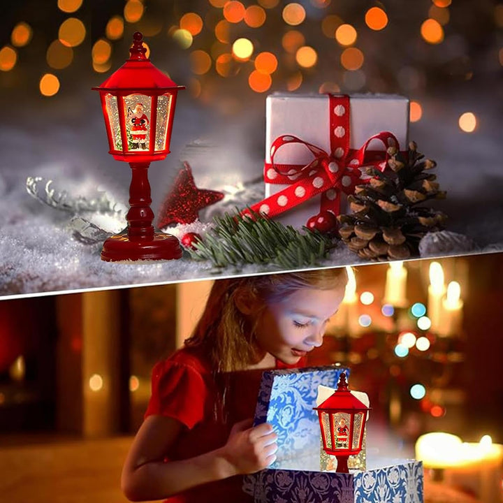 Weihnachtslaterne, Schneekugel, drehbar, mit Schnee-Effekt, für den Innenbereich mit Batterien, Kami