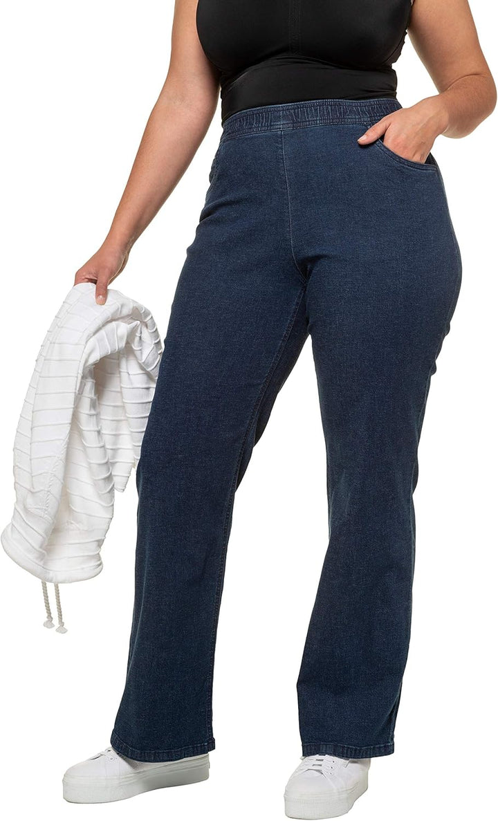 Ulla Popken Damen Marlene, Weit Jeans 32W / 32L Dark Blue Denim, 32W / 32L Dark Blue Denim