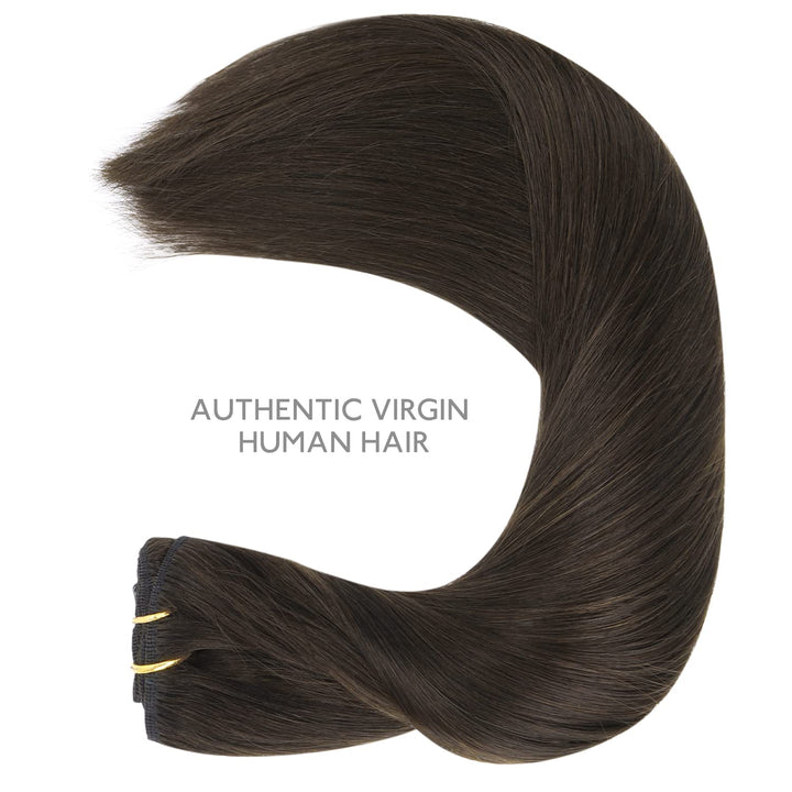 WENNALIFE Clip in Extensions Echthaar, 75g 5pcs 40cm Dunkel Braun Extensions Clip in Remy Clip in Ex