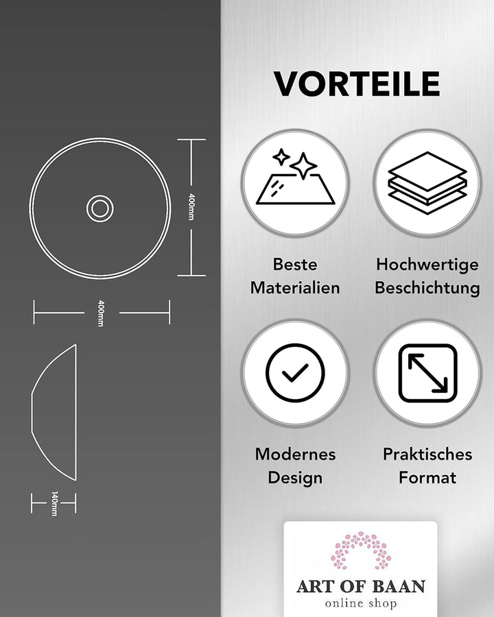 Art-of-Baan® Aufsatzwaschbecken I edles Waschbecken mit Lotus-Effekt I hochwertiges Handwaschbecken