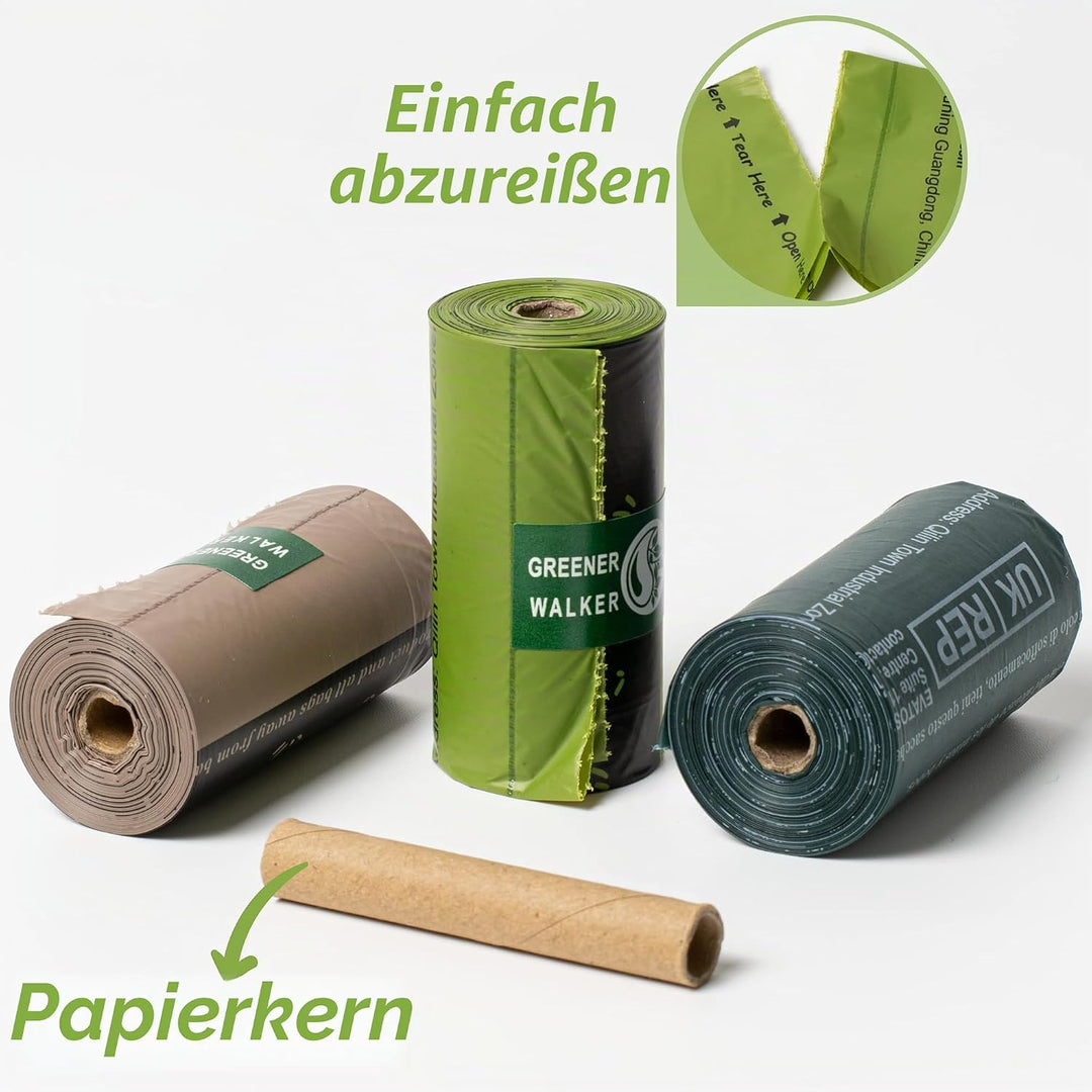 Greener Walker Hundekotbeutel biologisch abbaubare-540 Stück,extra gross,dick und stark,100% tropfsi