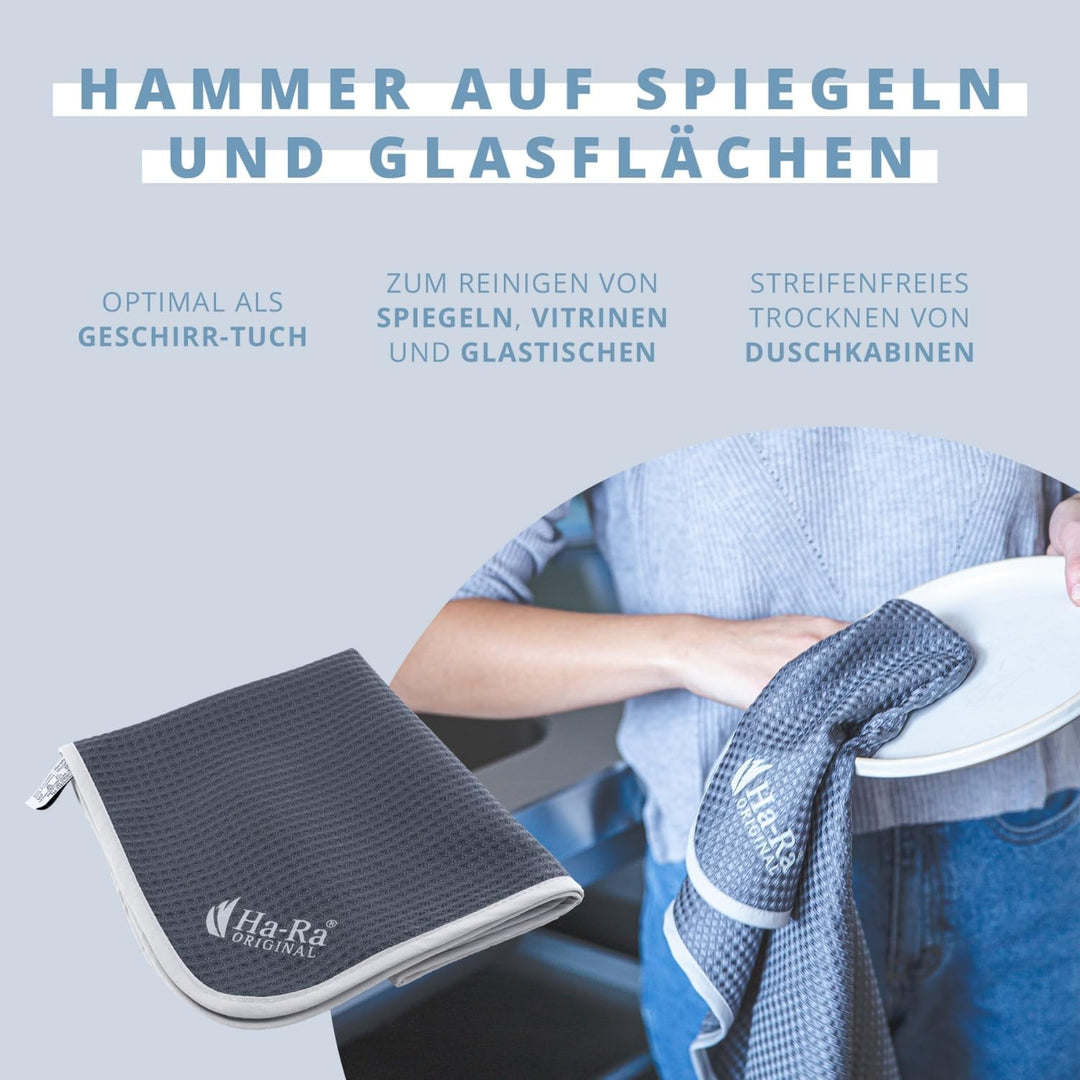 Ha-Ra Hammer-Tuch 2er-Spar-Set 67x50cm I Microfaser Putztuch saugstark I Trocknet streifenfrei I Feu
