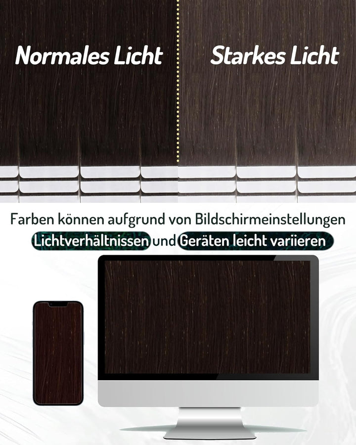 RUNATURE Tape in Extensions Echthaar Dunkelbraun Tape Echthaar Extensions 30cm Naturliches Tape in H