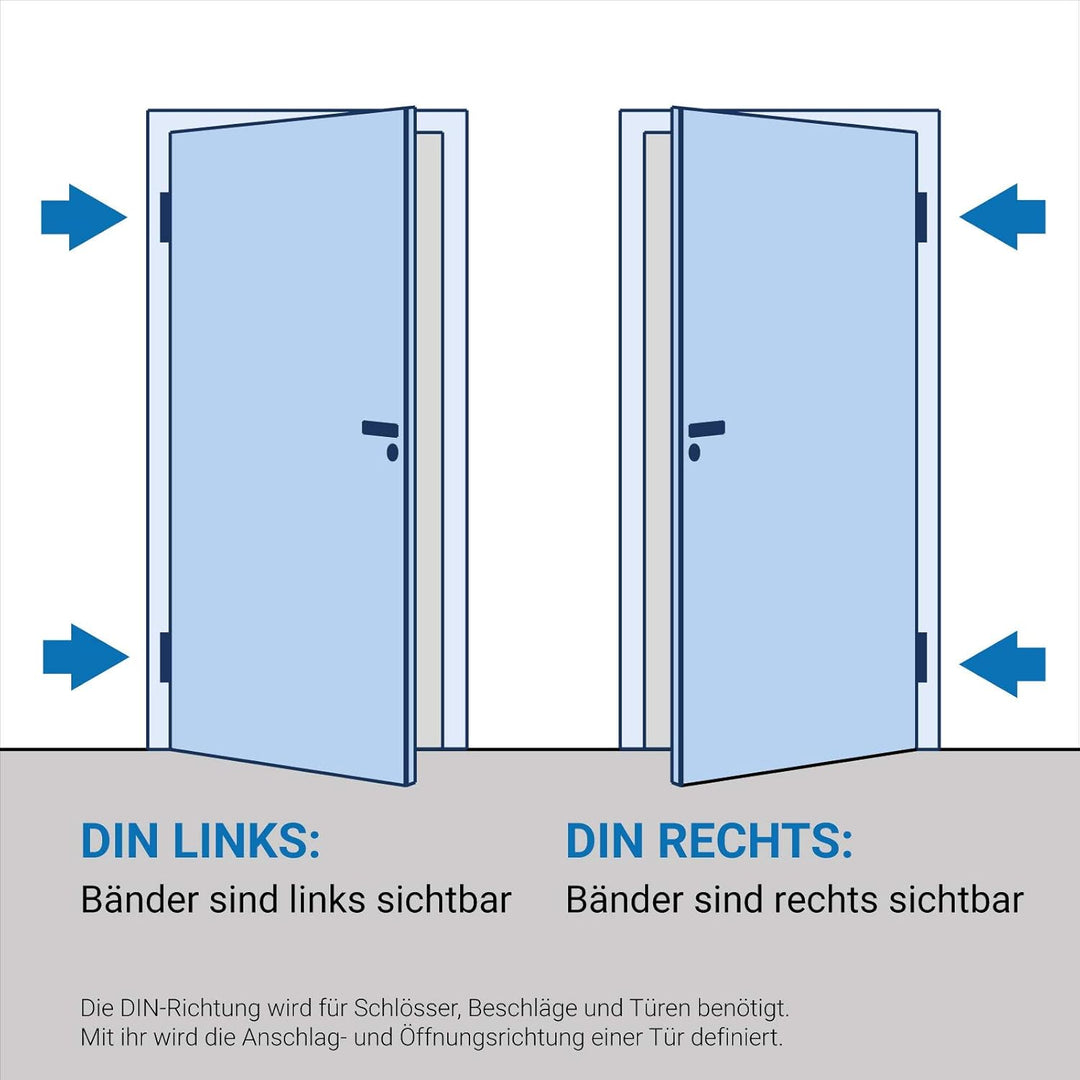 HORI Zimmertür Komplettset mit Zarge und Türdrücker I Innentür weiss lackiert mit 4 Querstreifen I H