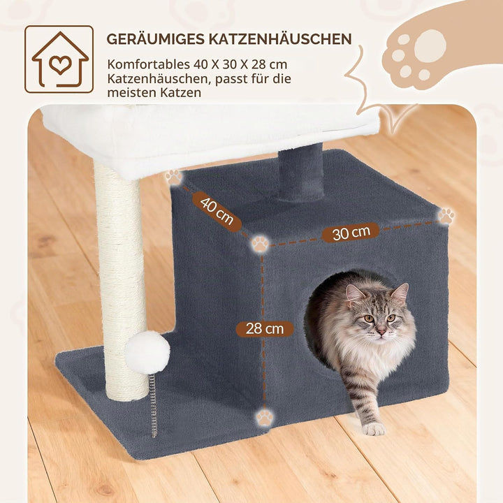 Kratzbaum Klein, 75 cm Hoch Katzenbaum Klein, Katzenkratzbaum mit 2 Sisal-Kratzsäulen, Gemütlichen H