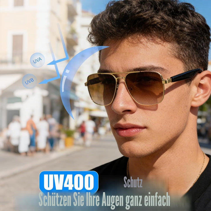 Bluetooth Audio Sonnenbrille mit UV400 Polarisationsgläsern, Open-Ear-Lautsprechern & Mikrofon,Smart
