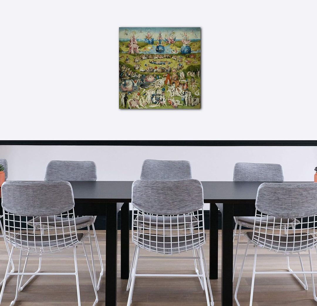 Printed Paintings Leinwand (70x70cm): Hieronymus Bosch - Der Garten der Lüste (1490/1510) - Mittlere