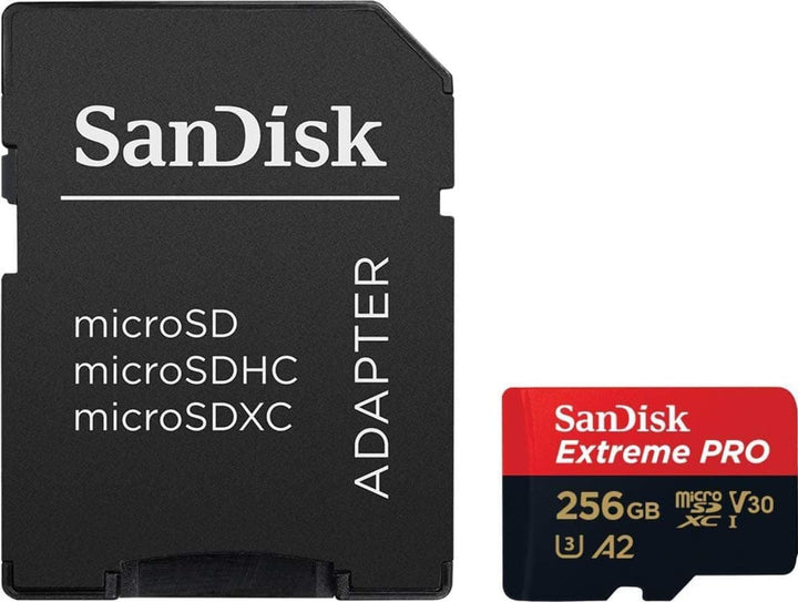 SanDisk Extreme Pro 256 GB microSDXC Memory Card + SD Adapter with A2 App Performance + Rescue Pro D