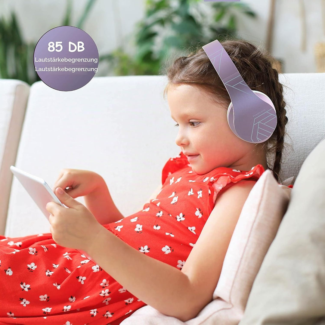 Kinder Kopfhörer, PowerLocus KinderKopfhörer Bluetooth mit 85dB Lautstärkebegrenzung, Faltbar mit Tr
