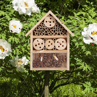 Relaxdays Insektenhotel 50 cm gross, Zum Aufhängen & Insektenhotel Bausatz, Insektenhaus für Käfer,