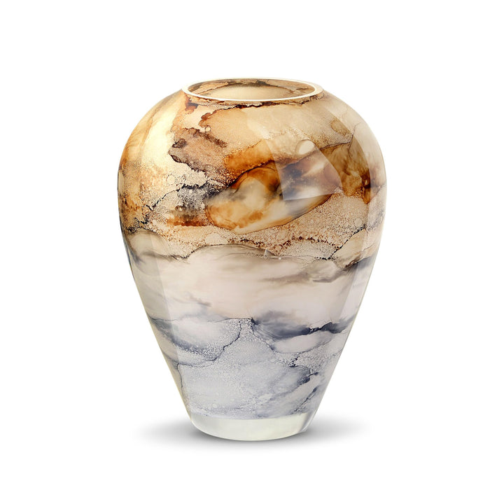 Terroso – Vase – Mundgeblasenes sandfarbenes Glas – Luxuriöses Erscheinungsbild, Stilvoll & Elegant
