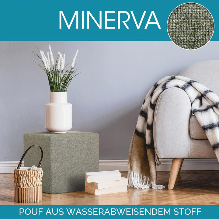 Deshome Pouf hocker Fussstütze 43x43x44 cm Wasserabweisender Stoff: Modernes Design Pouf für Sofa Wo