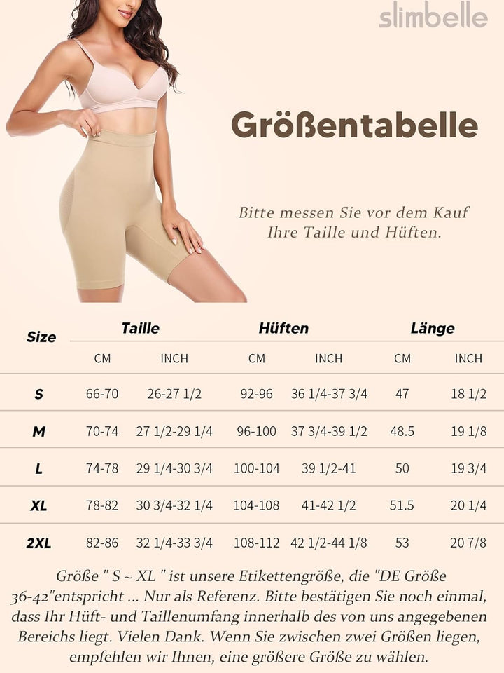 SLIMBELLE Miederpants Bauch Weg Damen Figurenformend Miederpants Tummy Control Shapewear Unterhose M