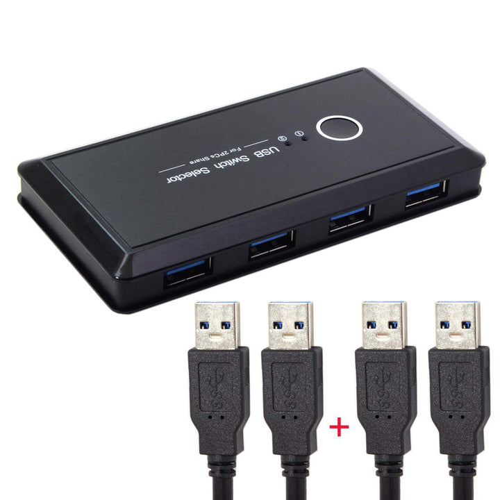 JSER KVM USB 2.0 oder USB 3.0 Switch Selector 2 Port PCs Sharing 4 Geräte für Tastatur Maus Scanner