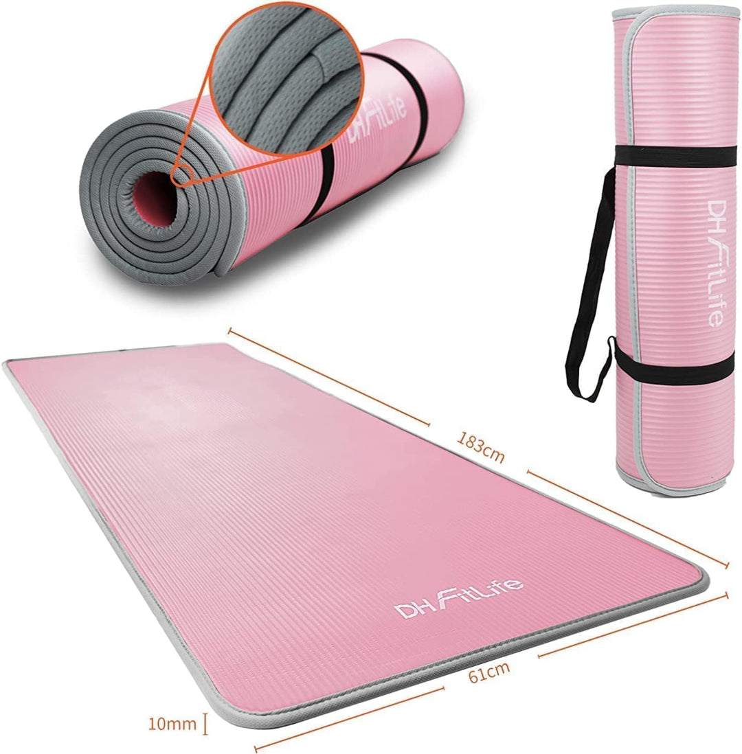 DH FitLife Trainingsmatte Fitnessmatte, Sportmatte 183 * 61 * 1 cm, Gymnastikmatte extra reissfest,