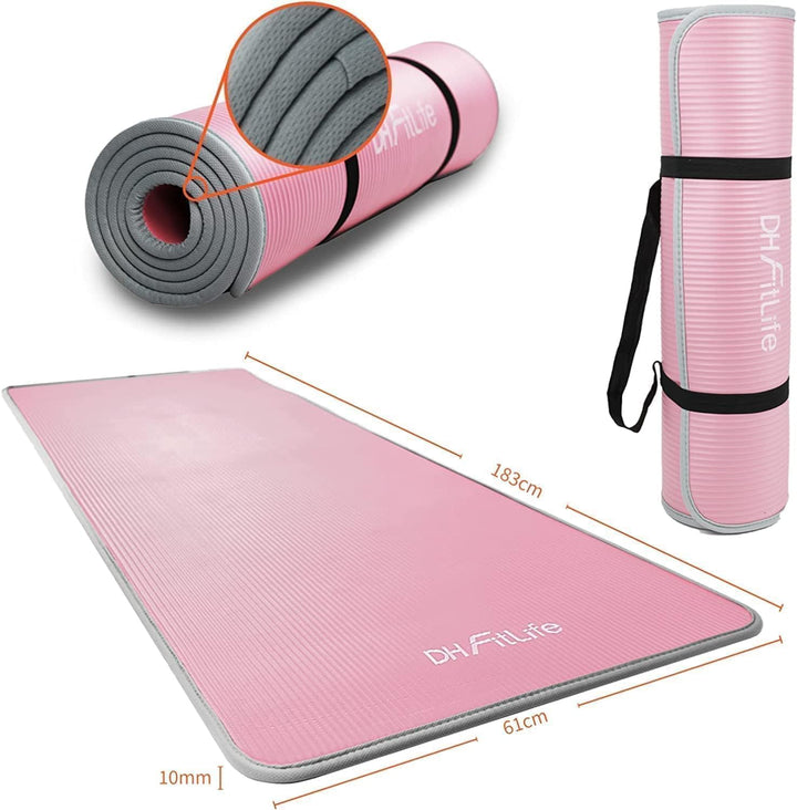 DH FitLife Trainingsmatte Fitnessmatte, Sportmatte 183 * 61 * 1 cm, Gymnastikmatte extra reissfest,