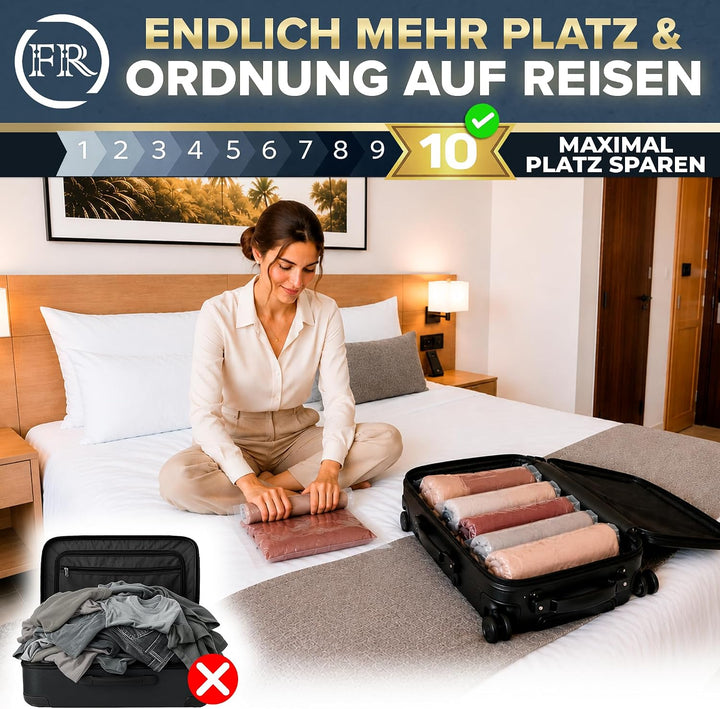 FiRiO Vakuumbeutel Reise zum Rollen I 8 STÜCK I Grösse M: 60x40cm I Vakuumbeutel für Kleidung Reise