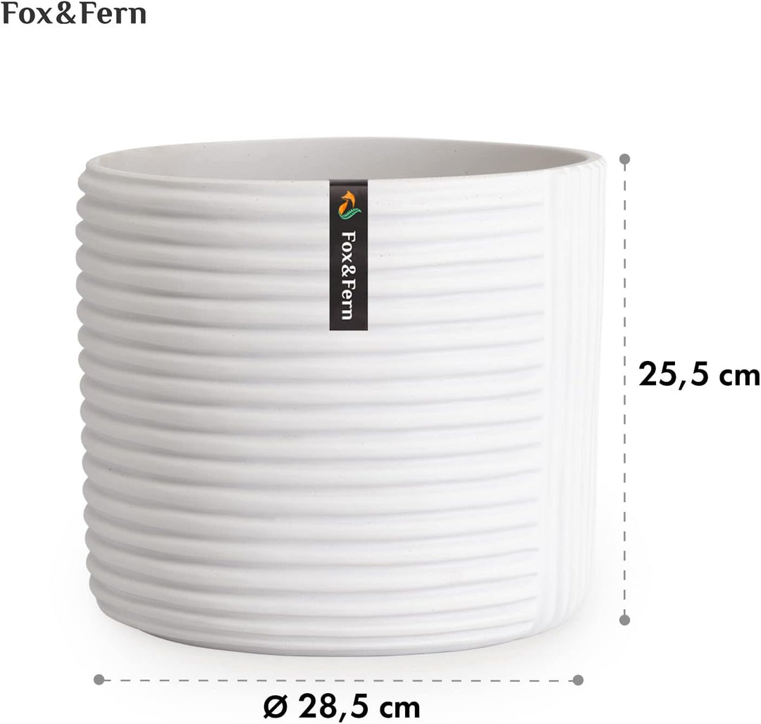 Fox&Fern Blumentopf L mit Linienstruktur - 27cm grosser Übertopf inklusive Wasserabfluss für Pflanze