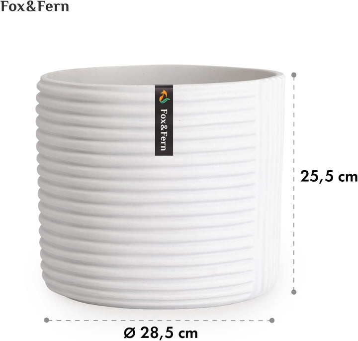 Fox&Fern Blumentopf L mit Linienstruktur - 27cm grosser Übertopf inklusive Wasserabfluss für Pflanze