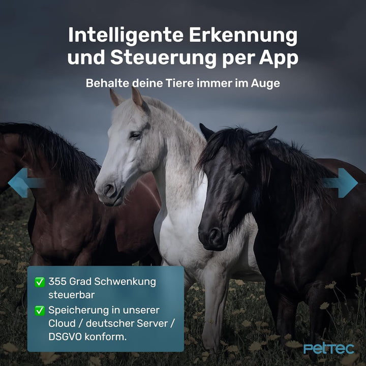PetTec Cam Free 4G LTE Kamera ohne WLAN [LTE-Tarif kostenpflichtig] – Akku Outdoor Kamera für Stall,