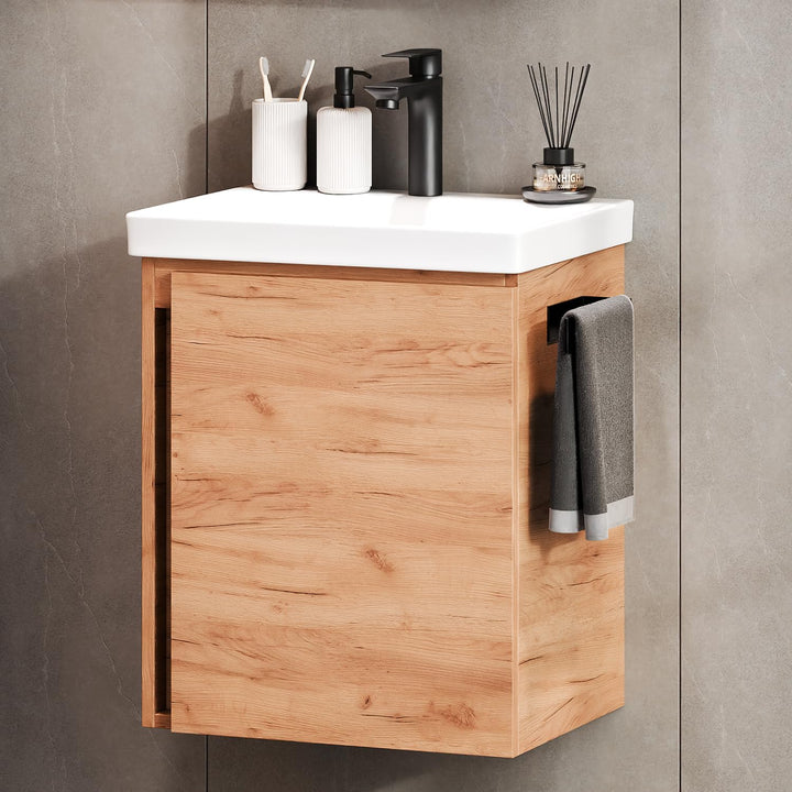 Planetmöbel Waschtischunterschrank 50cm (Gold Eiche) ohne Wasserhahn Gold Eiche, ohne Wasserhahn Gol