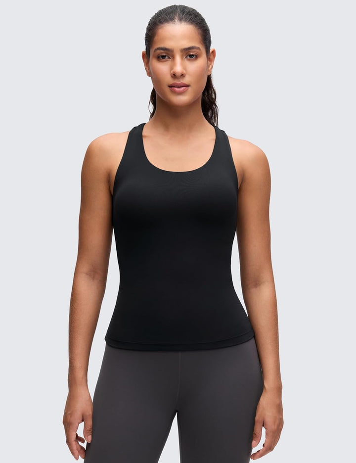 CRZ YOGA Damen Butterluxe Tank Tops Racerback Sport Top Yoga Fitness Oberteil Tanktops mit Integrier