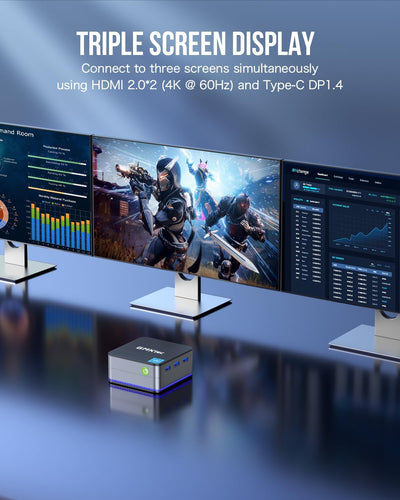 GMKtec G2 Plus Desktop Mini PC N150 12GB DDR5 256GB SSD Dual LAN, Mini Computer 1000Mbps, 4K Triple